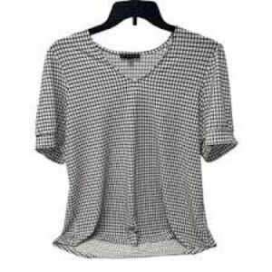 Adrianna Papell Black & White Checkered Blouse – Size Large